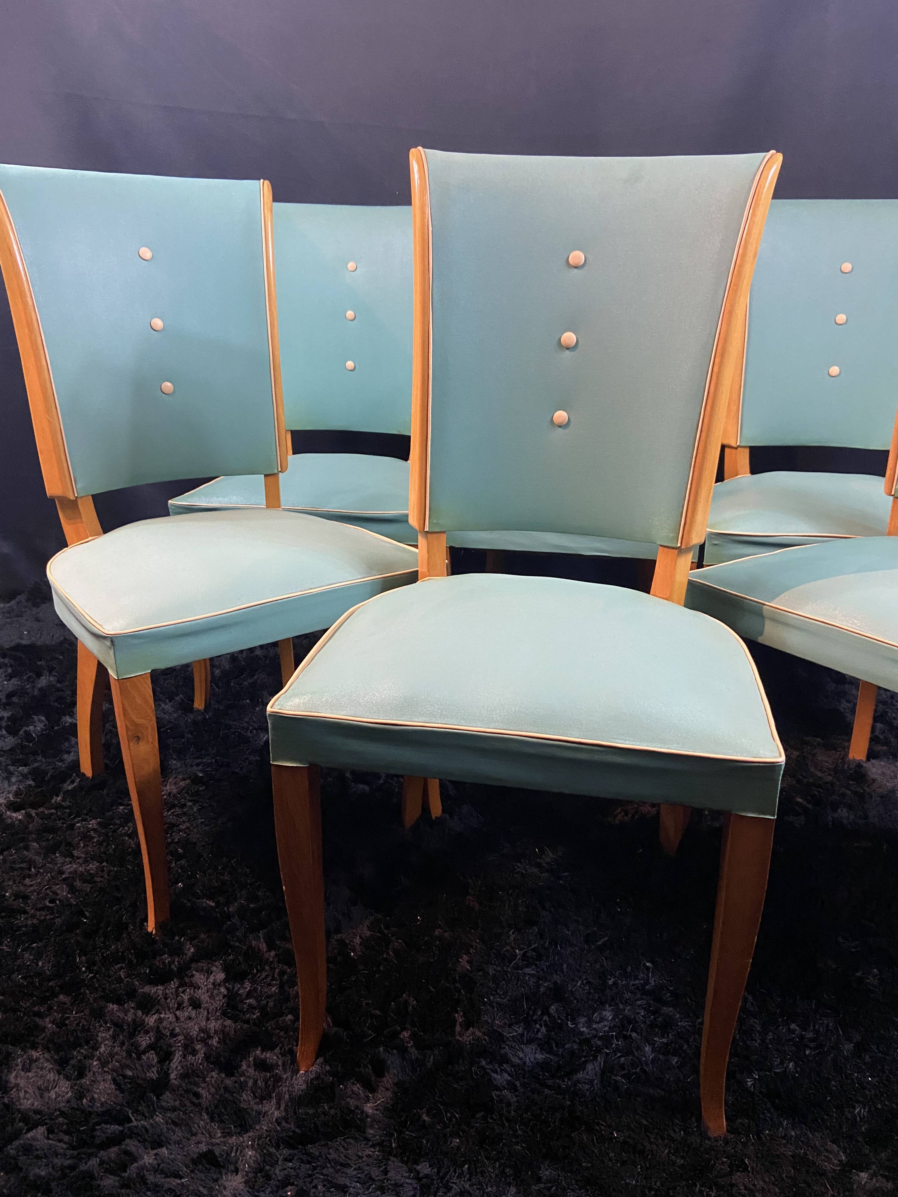 Suite 6 chaises design moderniste 1950
