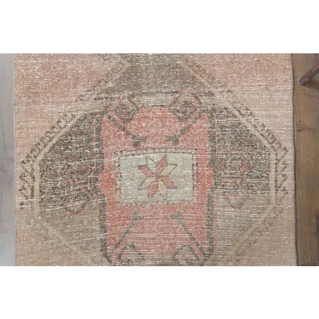 1970s Turkish Oushak Handmade Wool Cotton Orange Runner Rug 98x346