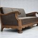 1950s, Danish 3-seater sofa, furniture wool, solid carved oak wood.