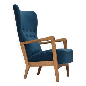 1970s, Danish armchair by Fritz Hansen, furniture wool, beech wood.