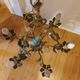 Chandelier cage décor birds and flowers in Meissen porcelain