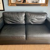 Canape' 3 place in black grained leather