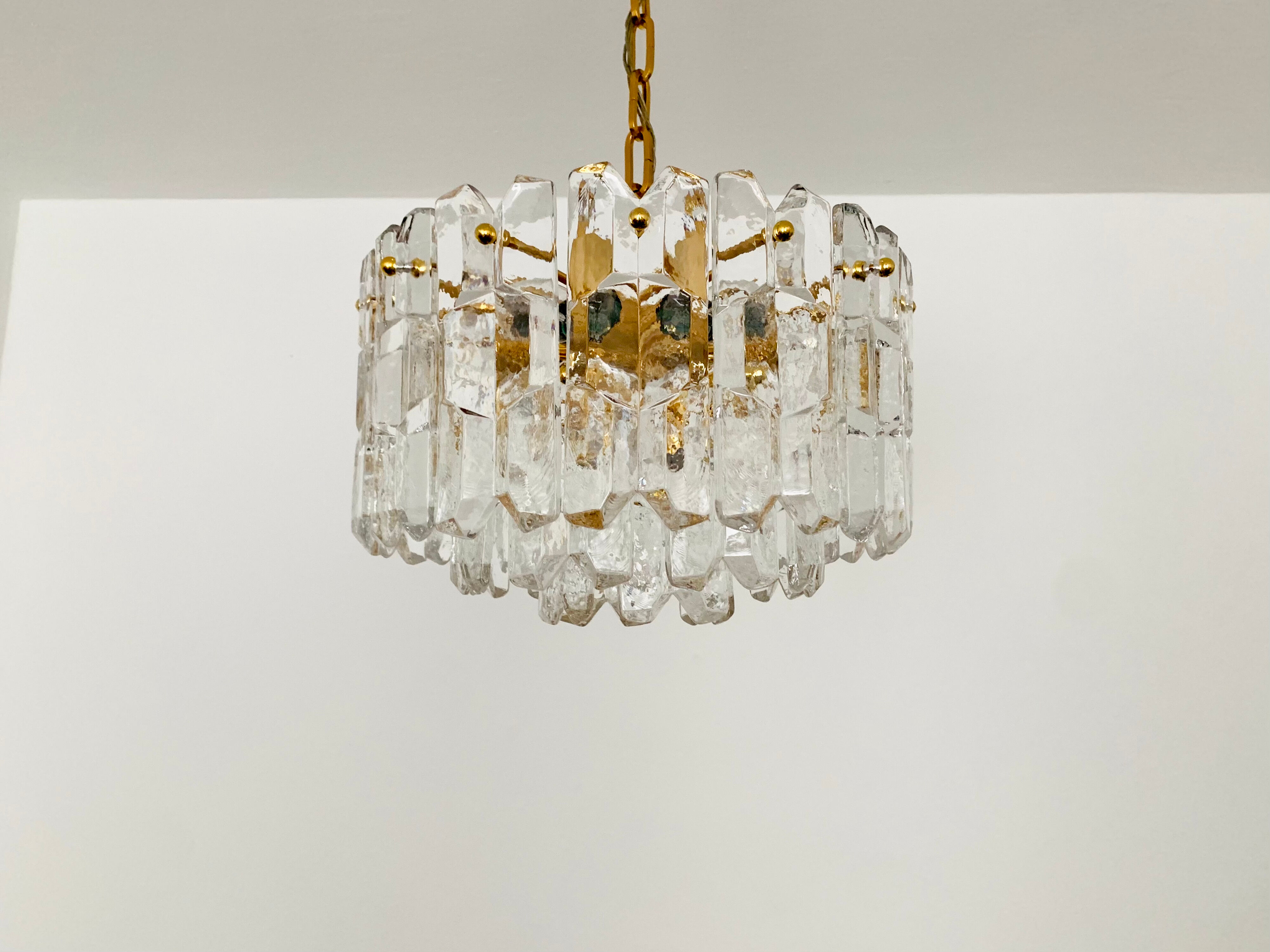Austrian Palazzo Ice Glass Chandelier by J.T. Kalmar