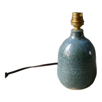 Blue glazed stoneware lamp foot signed Caty Bieuville