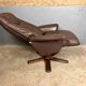 Vintage swivel armchair wood leather Hjort Knudsen
