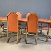 Vintage burl wood and brass dining table by Belgochrom, 1970s