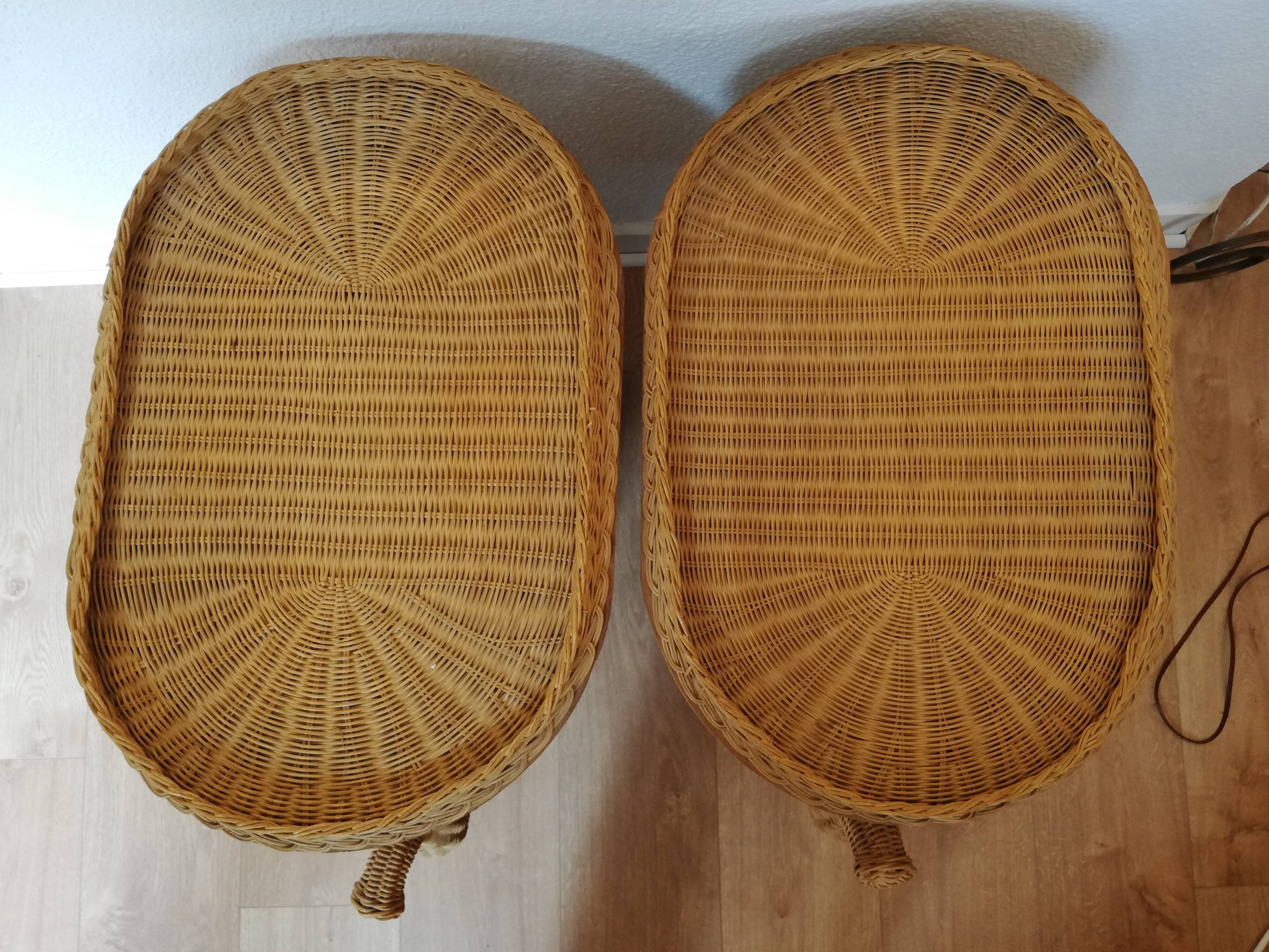 Pair of rattan sofa ends or elephant bedside tables