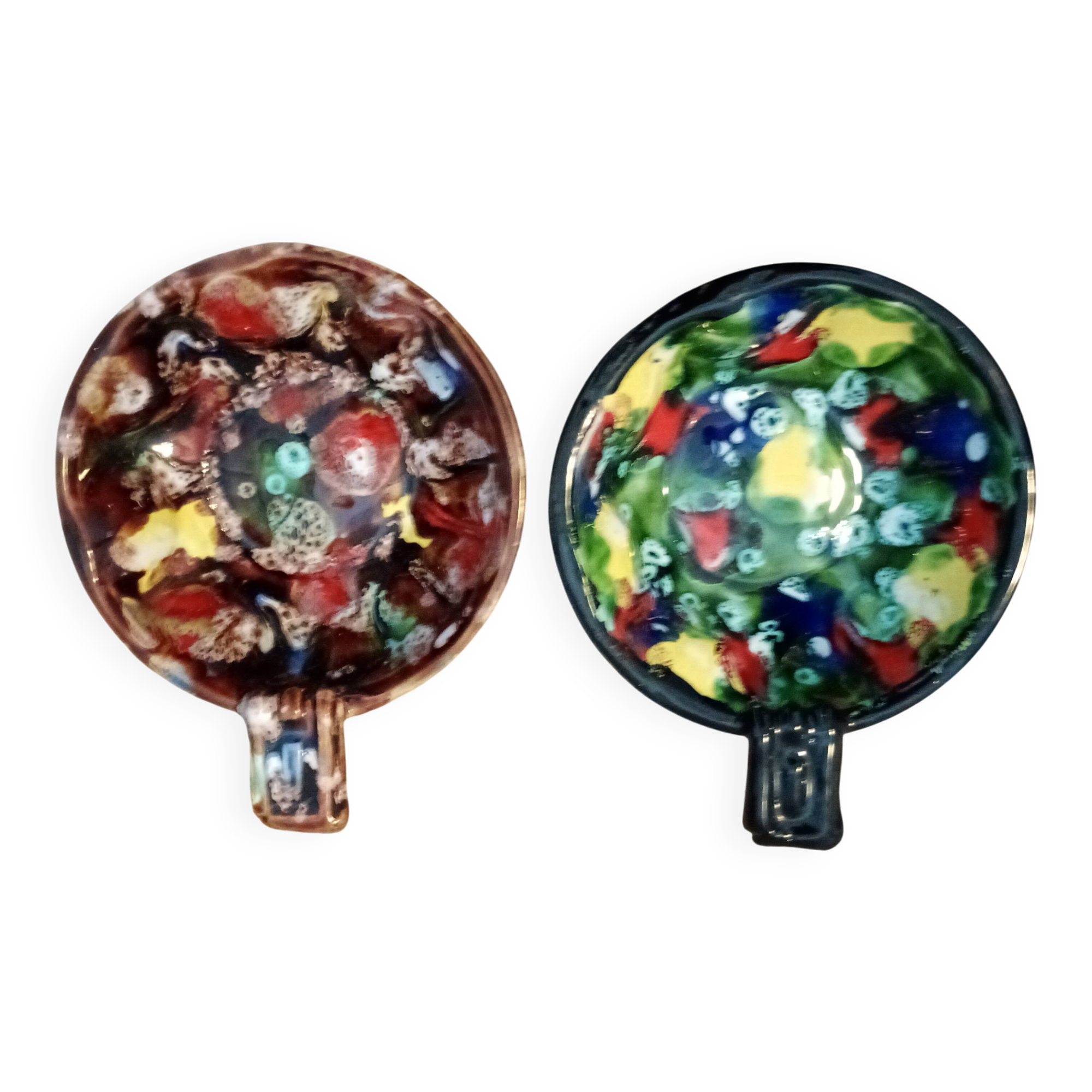 Tasting wine, bowls signed A. Dressinval, ceramist from Vallauris, 1960s.