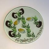 Set of 4 resin trays, inlaid with seahorses, fish, seaweed, and shells.