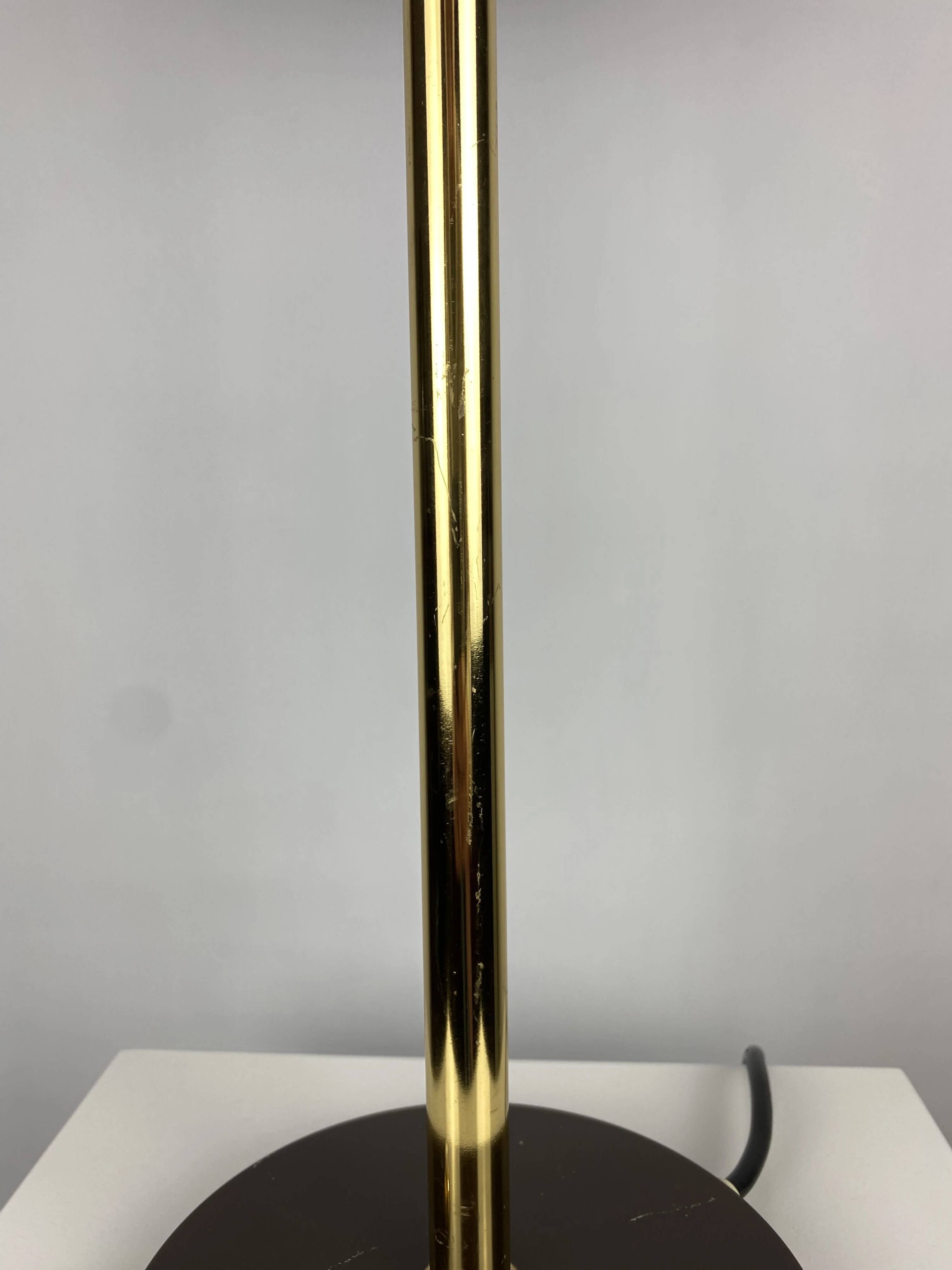 One of the four brown and gold Timor 69 table lamps by Louis Kalff for Philips 1970.