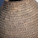 Old basket, burgundy XL straw and bramble, woven basket, interior decoration, pantry, cache