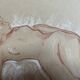 Signed sanguine drawing of a female portrait "The Nap"