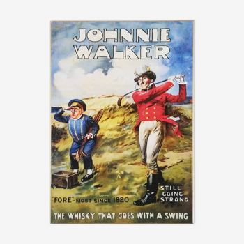 Johnnie Walker poster on wood