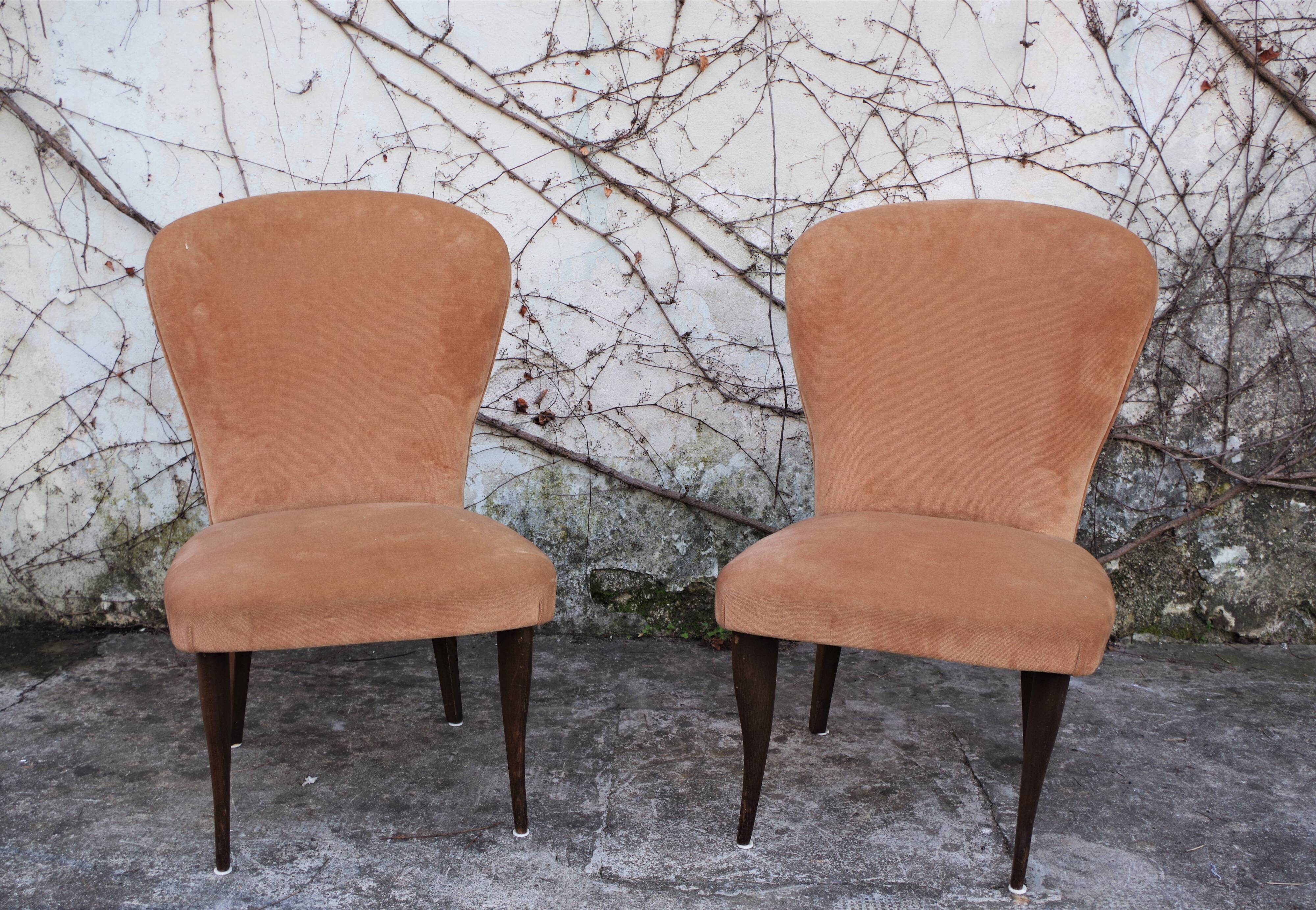 Velvet armchairs, 1950s, set of 2