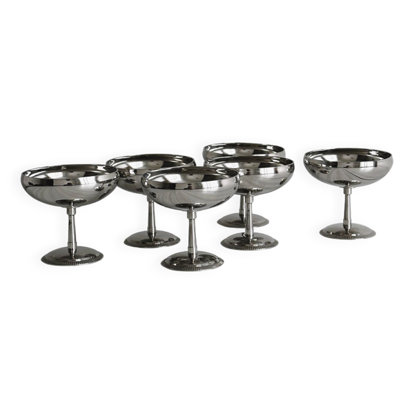6 coupelles sur pied en inox style Letang Remy