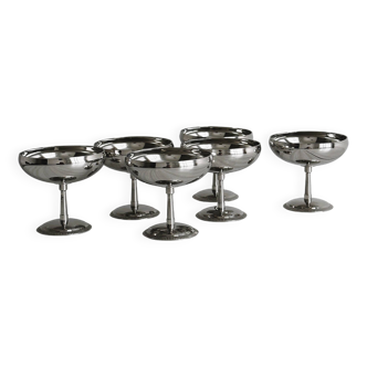 6 coupelles sur pied en inox style Letang Remy