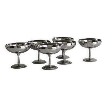 6 stainless steel footed bowls, Letang Remy style
