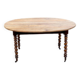 Table ovale à volets Louis Philippe XIXéme bois massif chêne pied torsade