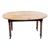 Table ovale à volets Louis Philippe XIXéme bois massif chêne pied torsade