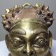 Small gilded bronze Oba mask from Bamoun, Cameroon, vintage Africa