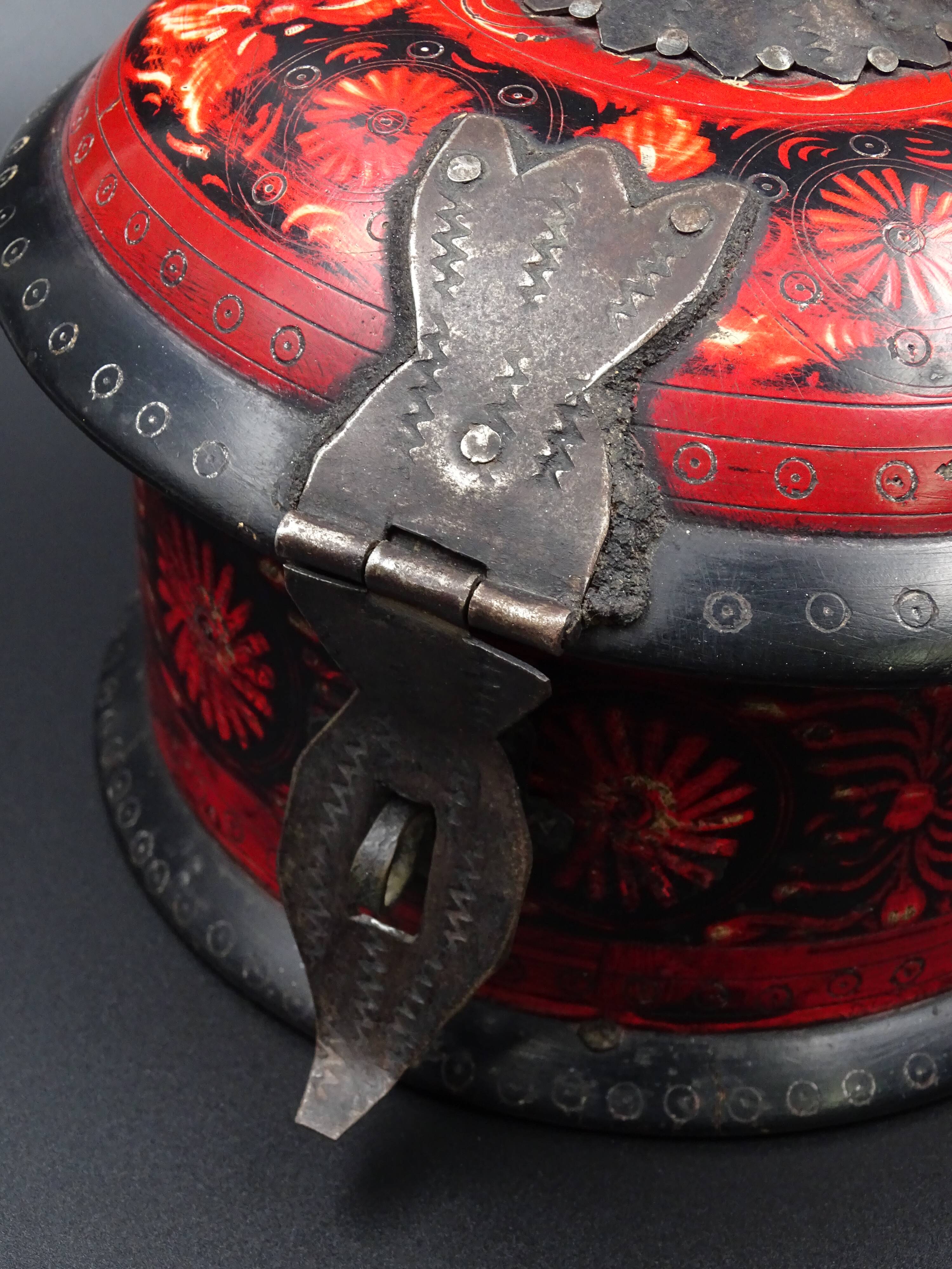 Wooden chapati box and fittings from India