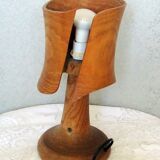 Lampe à poser en bois taille dans la masse y compris l'abat jour design 70/80