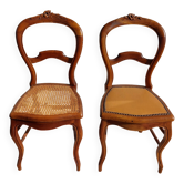 pair of Art Nouveau chairs, cane and faux leather