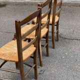 3 chaises bois massif et paillées