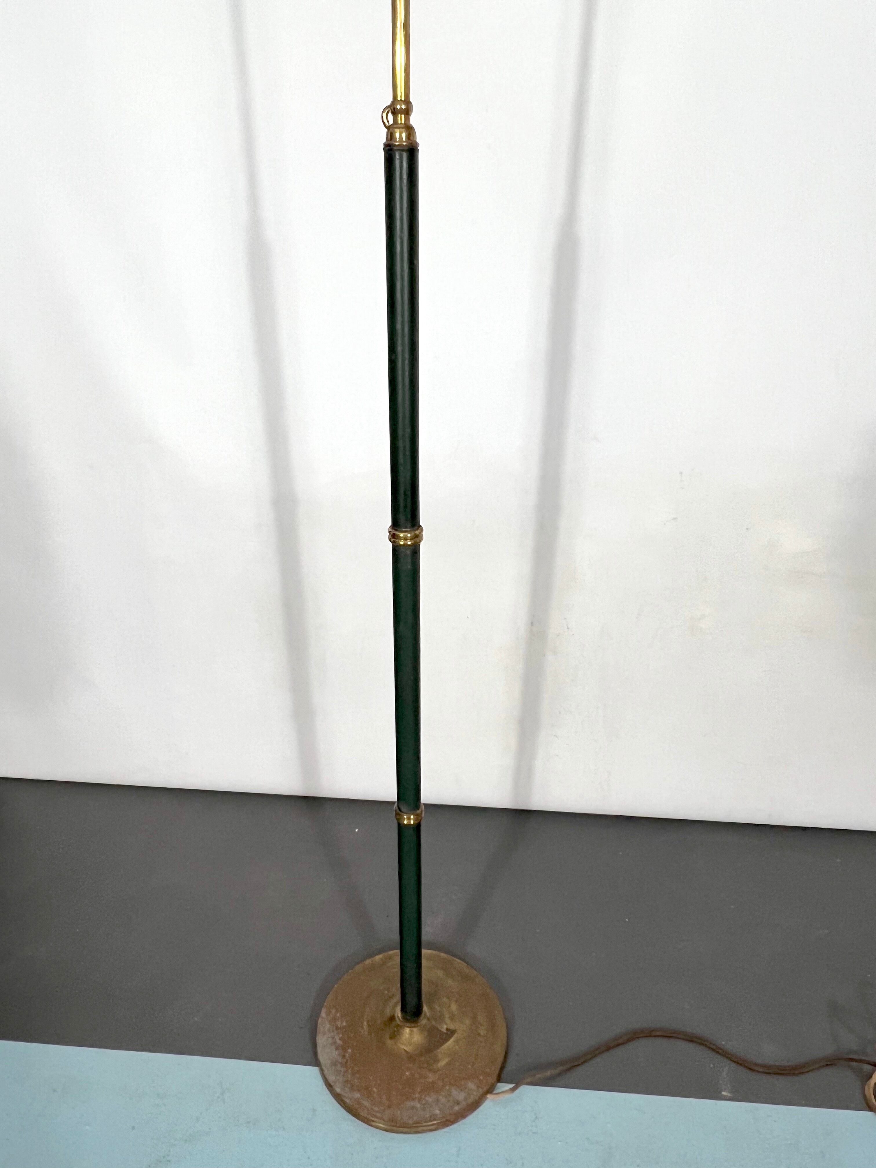 Arredoluce Monza, vintage brass and leather floor lamp. 40s