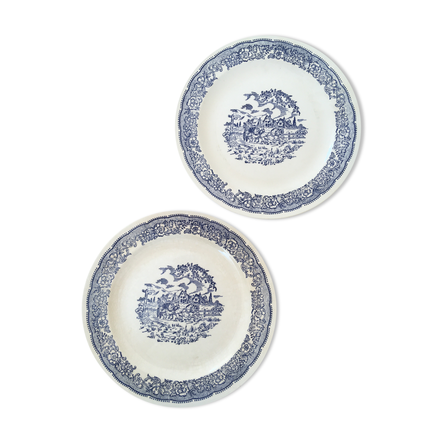 Pair of vintage plates "horses"