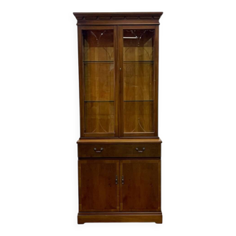 Vitrine anglaise deux corps en if des années 1980