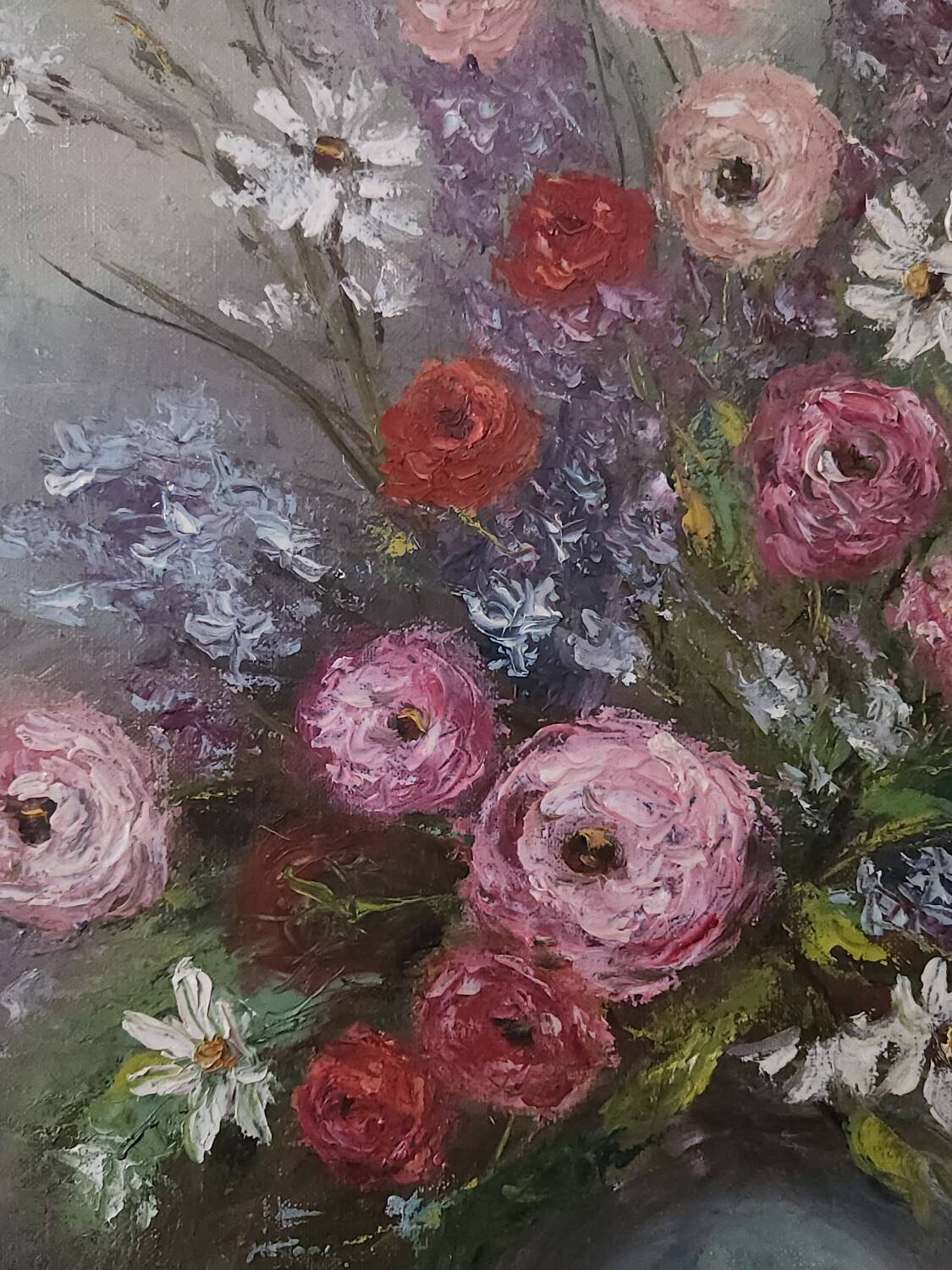 Toile bouquet de fleurs signé Alma