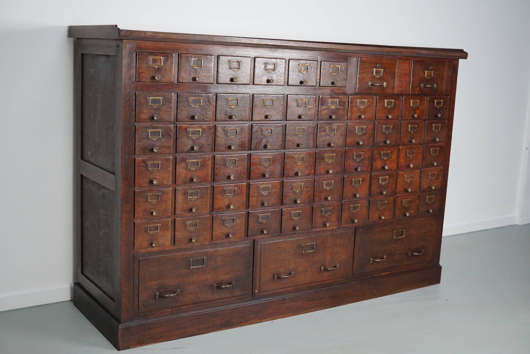 Large French oak notary apothecary cabinet / filing cabinet, 1920/30s