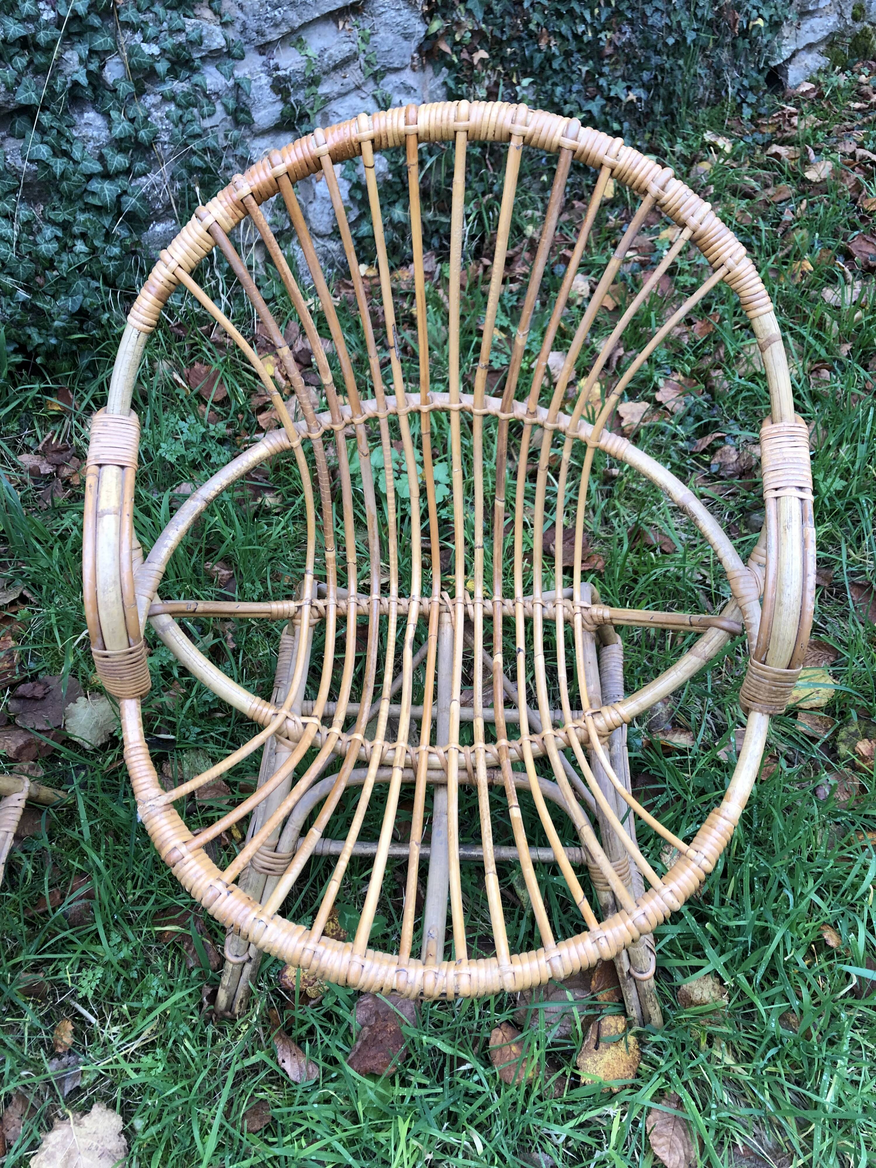 Bamboo rattan armchairs 60s