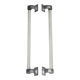 Pair of 1930s Czechoslovak Art Deco clear glass handles with metal mounts