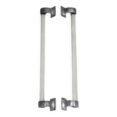 Pair of 1930s Czechoslovak Art Deco clear glass handles with metal mounts