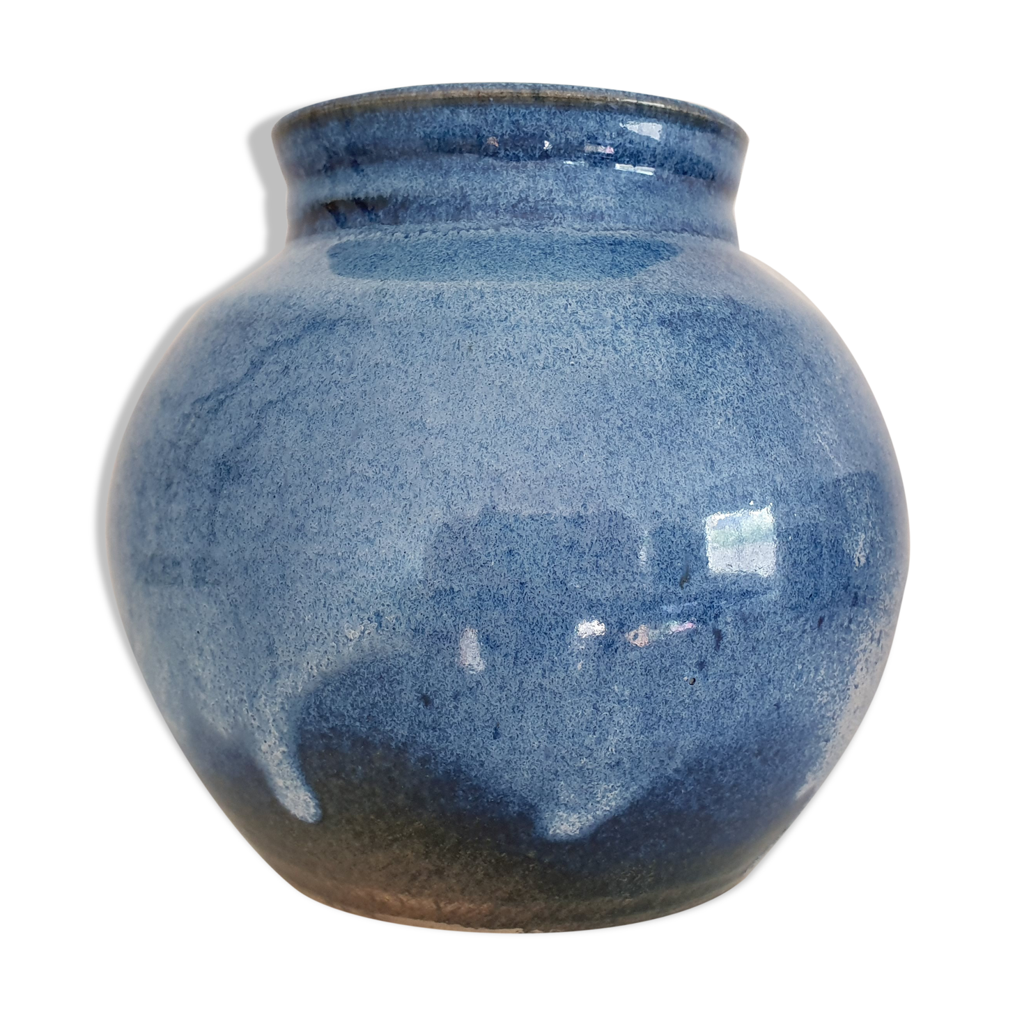 Enamelled sandstone ball vase
