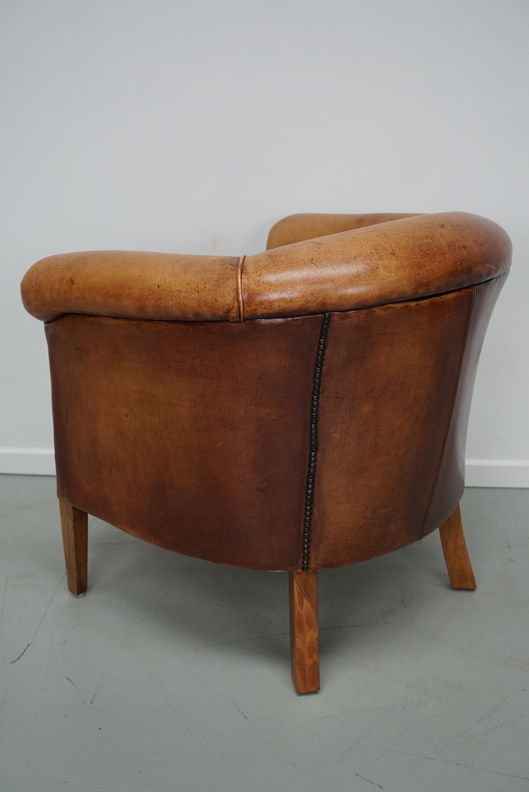 Vintage Dutch Cognac Colored Leather Club Chair