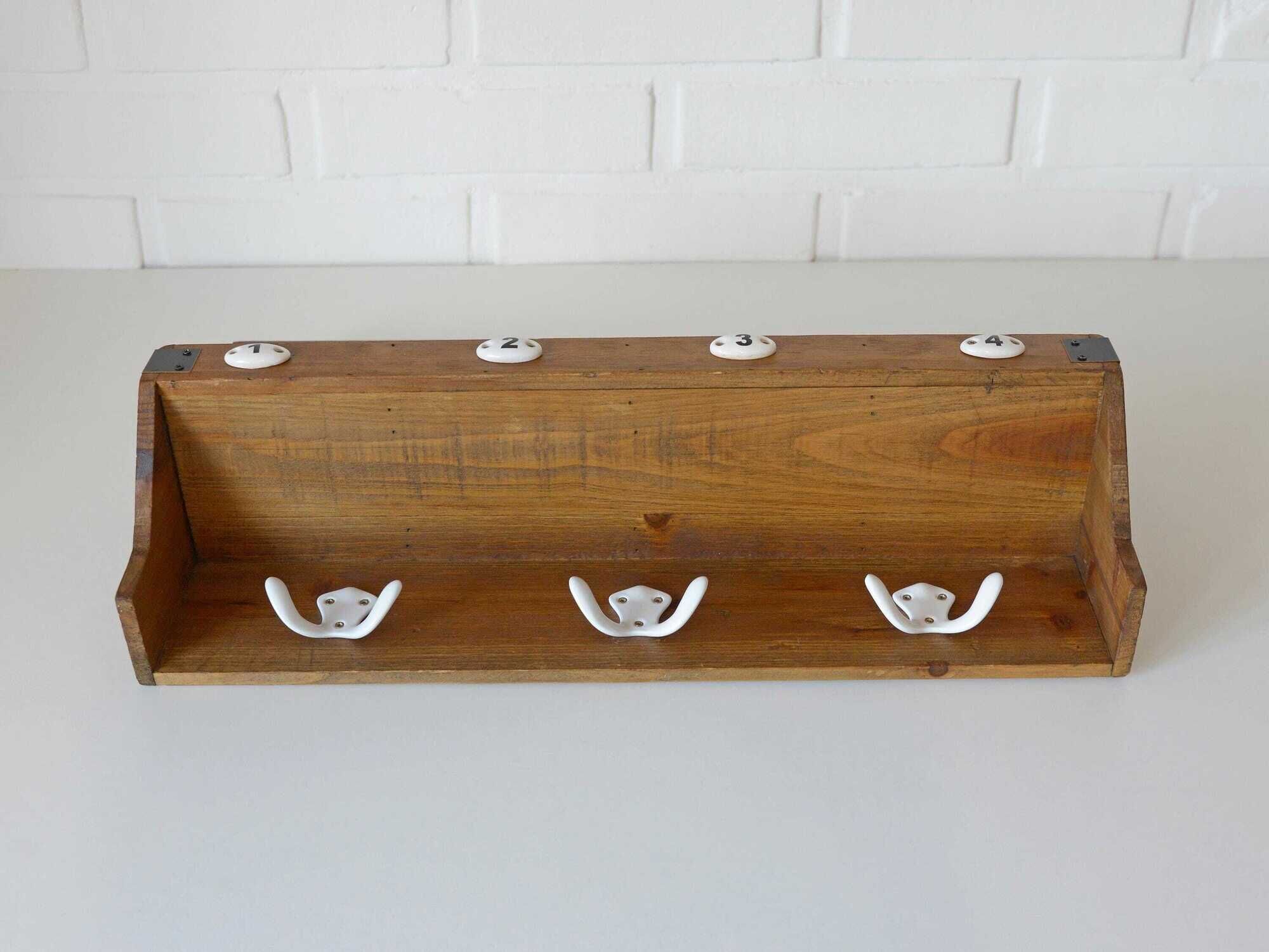 Vintage Wall Wooden Shelf / Mid Century Mail Organizer / Key Holder
