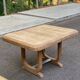Art Deco dining table with a central pedestal, stripped in solid oak, with 2 extensions.