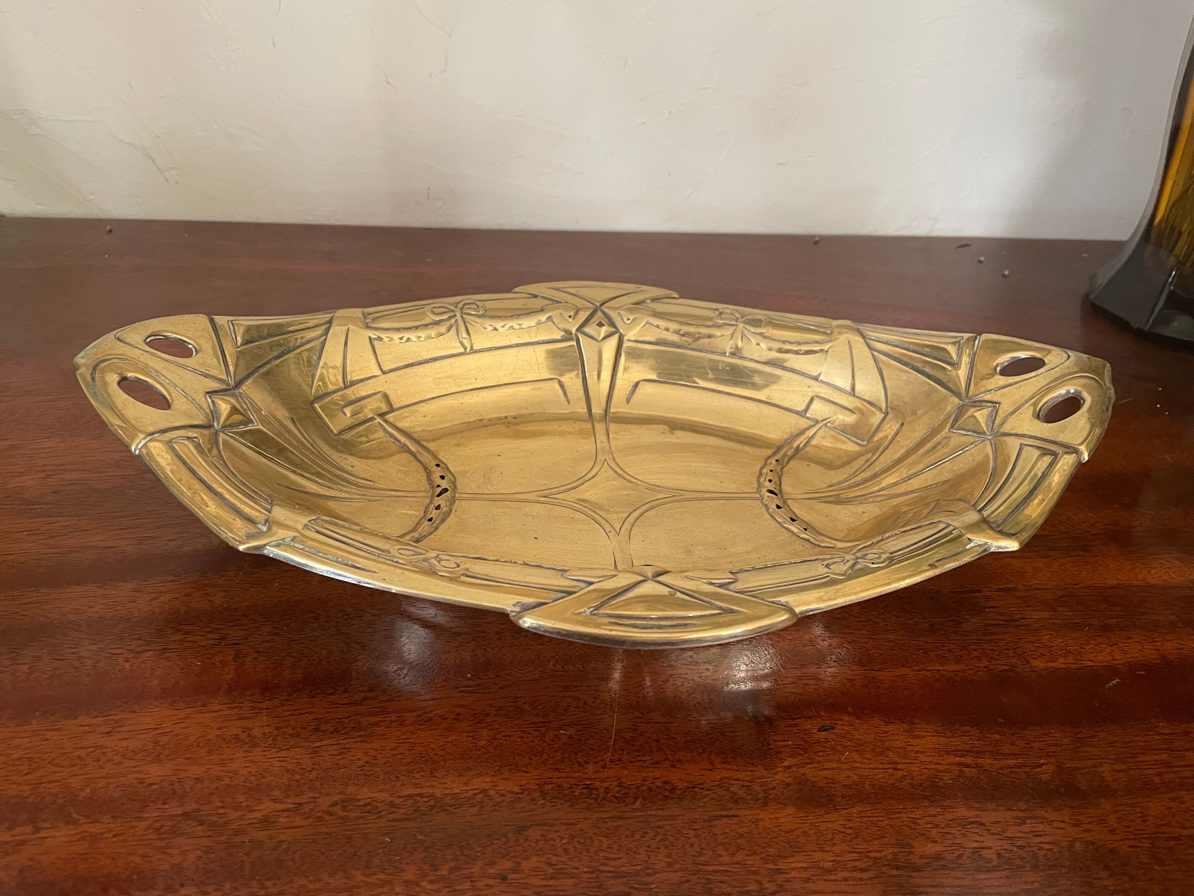 Art deco brass basket