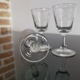 Verres apéritifs, digestifs tulipe gravé anciens