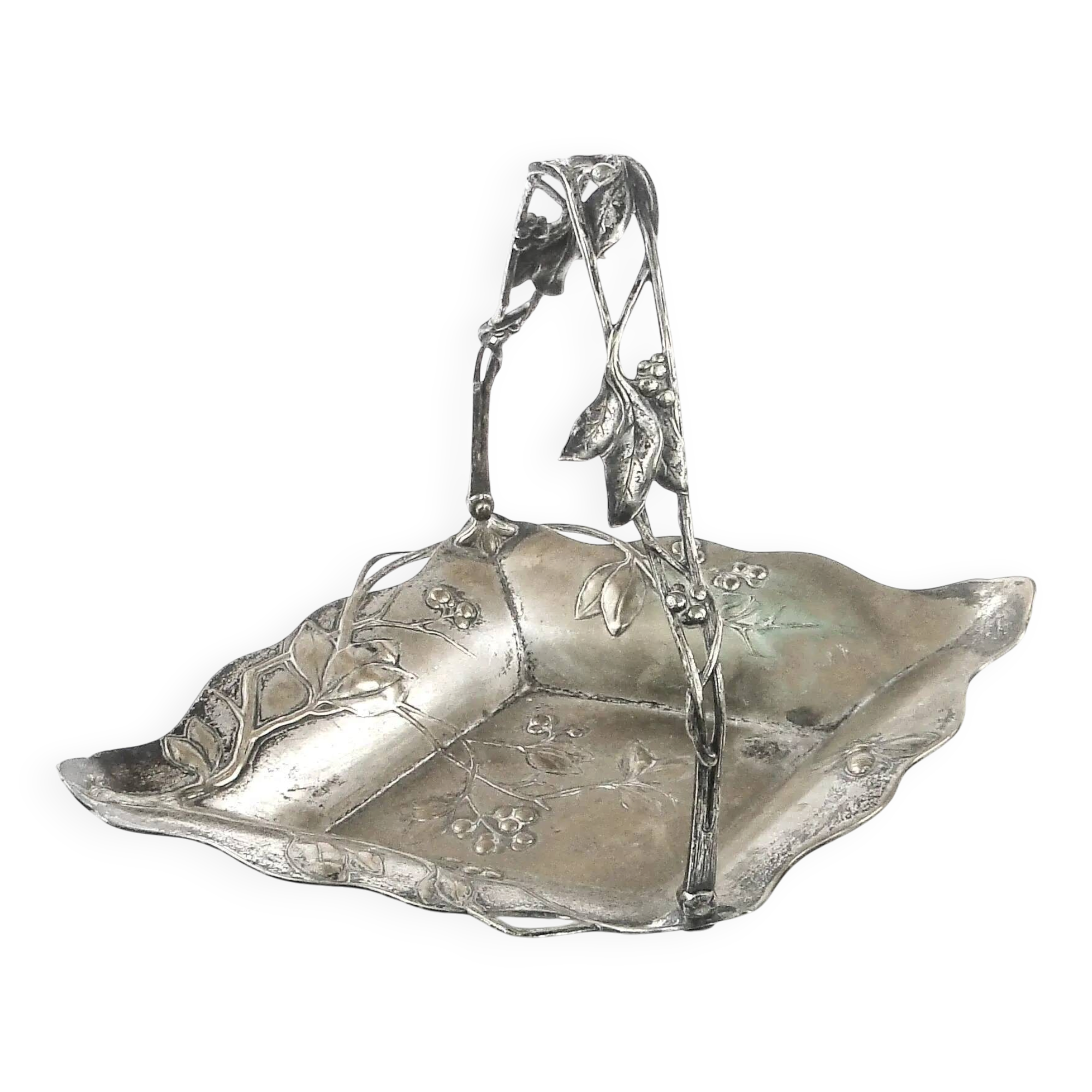 Art Nouveau basket, silver-plated brass, WMF, Germany, early 20th century