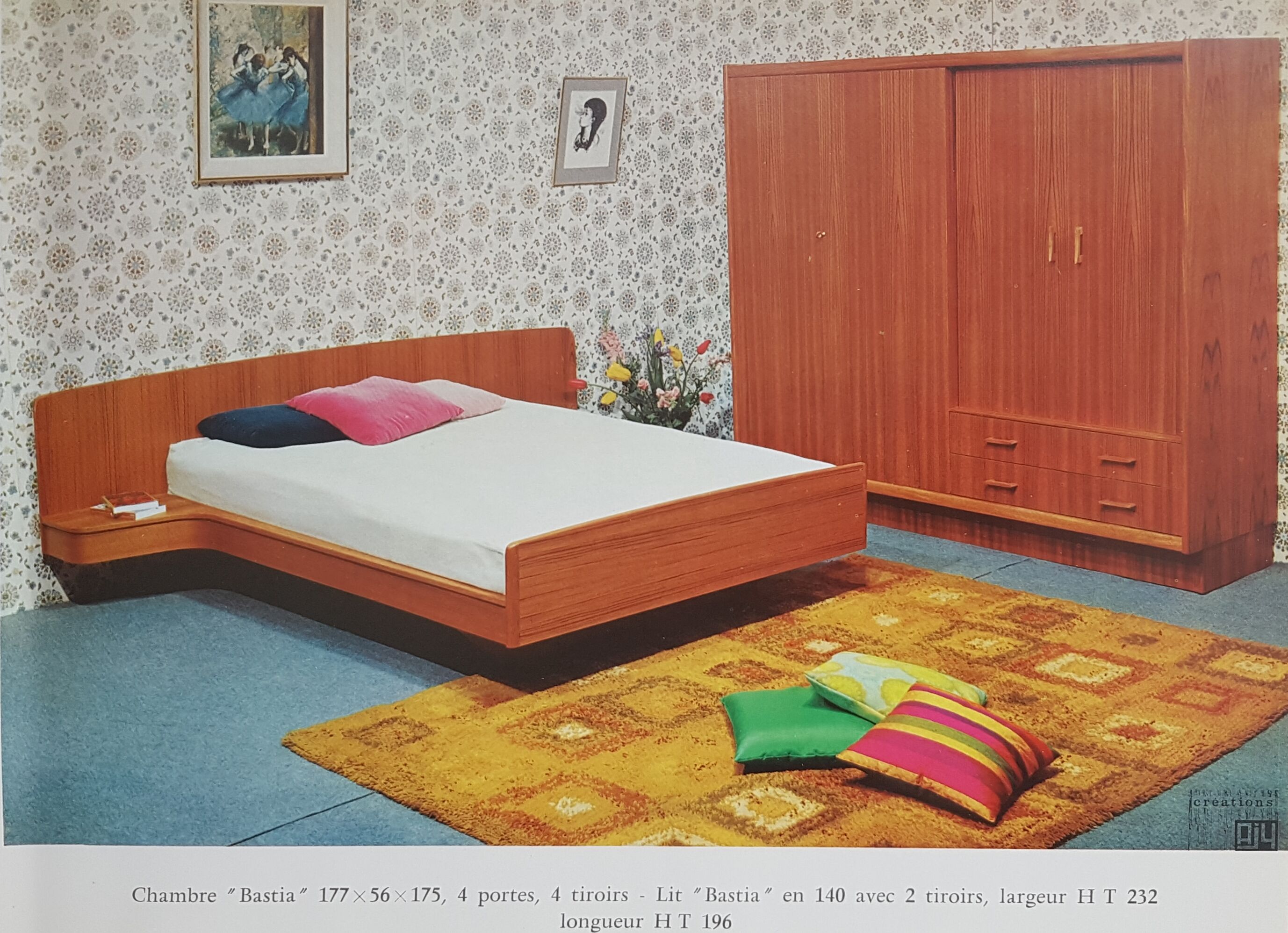 Vintage Scandinavian teak bed 1960