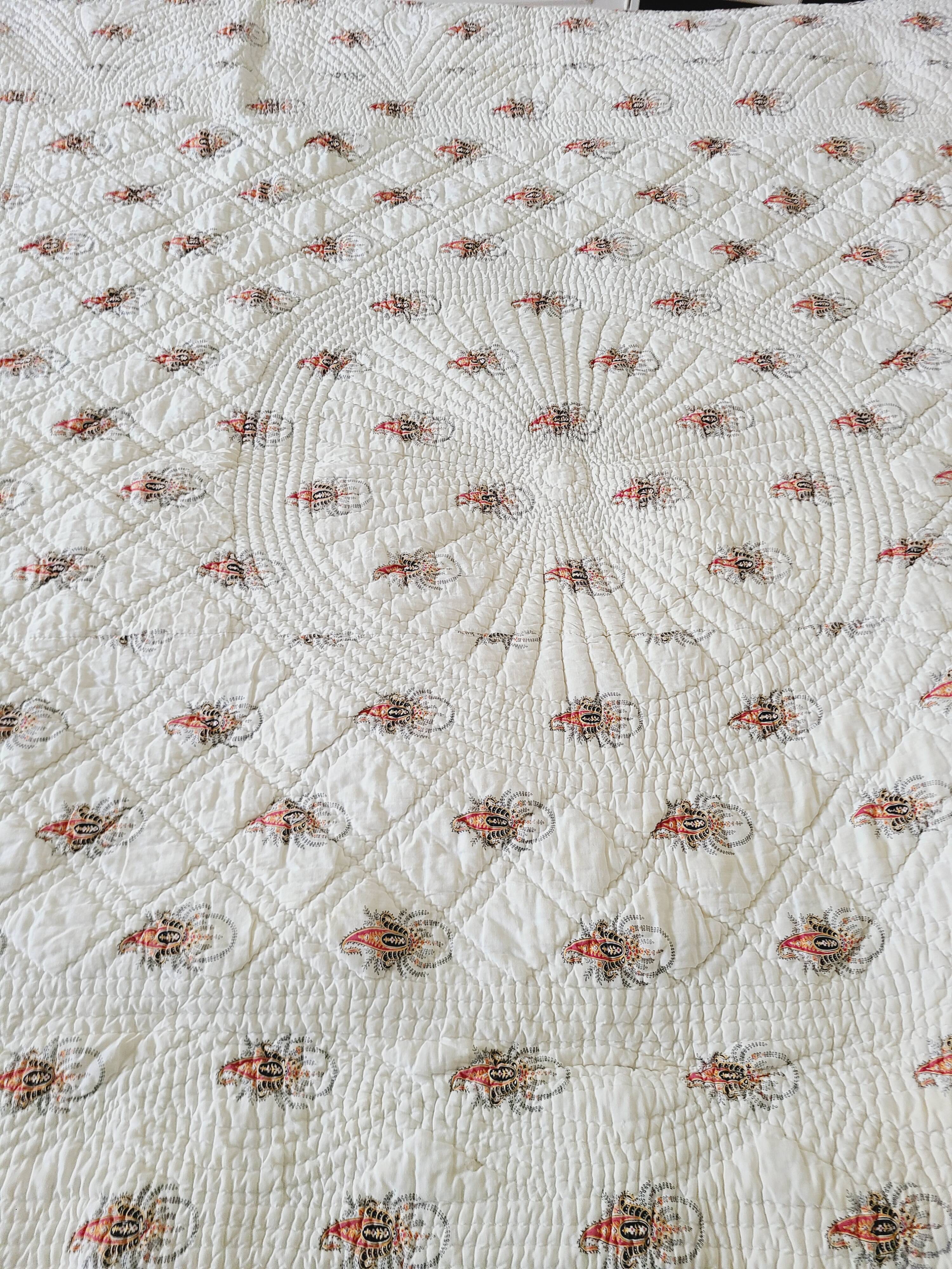 Large Provençal boutis from the 19th century, 195 x 190 cm.