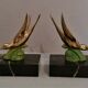 Pair of bookends and marble bookends Art Deco period swallows