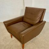 Vintage retro Danish mid-century G. Thams club chair in brown leather 60s