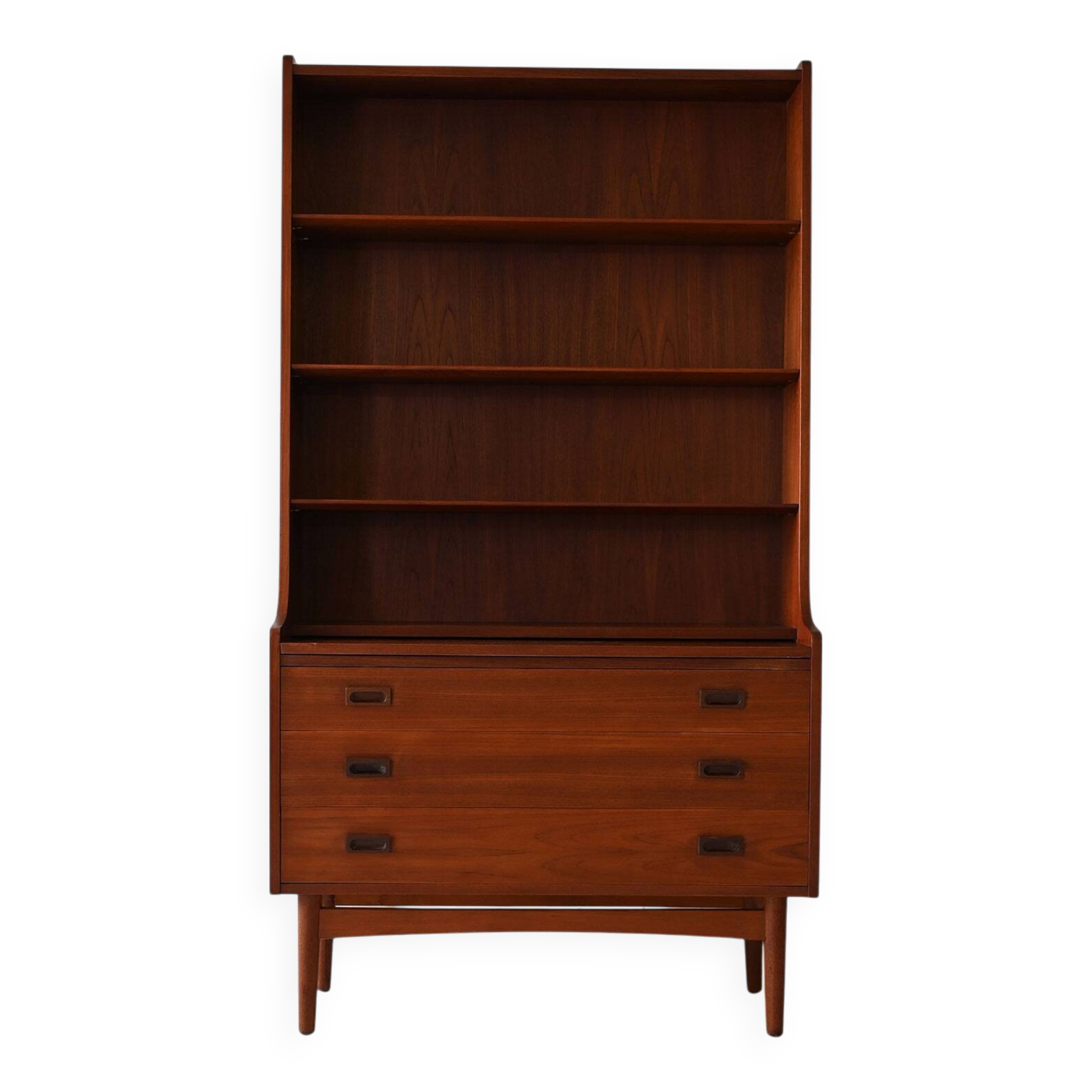 Danish teak 1950s bookcase with drawers