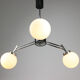 Lustre italien à 3 bras chromé et opaline
