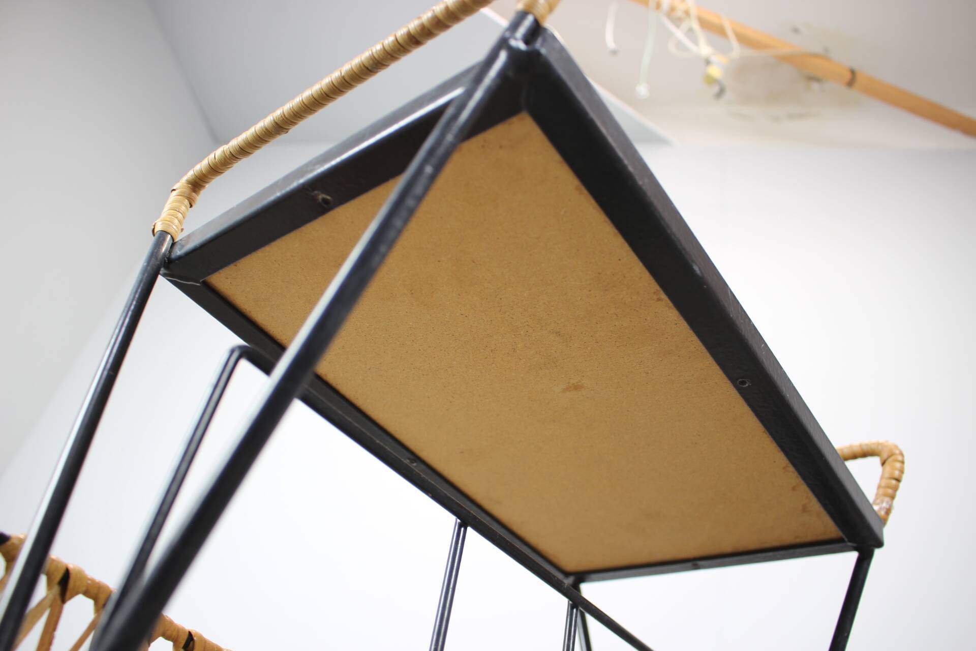 Mid-century Rolling Magazine Rack Cart, 1970s, Czechoslovakia